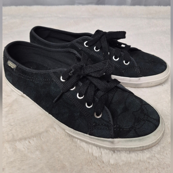 Coach Shoes - Coach Signature Kalyn Sneakers Womens Sz 9  Flat Black Suede